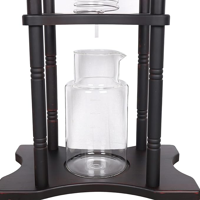 Cold Brew Drip Coffee Maker, 2500ml/84.54oz Ice Coffee Brewer Machine Dripper Pot Cold-Drip Coffee Tower with Glass Container Wood Stand for Home Office