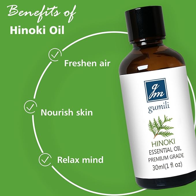 Hinoki Essential Oil 1 Oz ??100% Pure Natural Hinoki Oil for Diffuser, Skin, Hair, Massage & DIY, Refreshing Woodsy Aroma