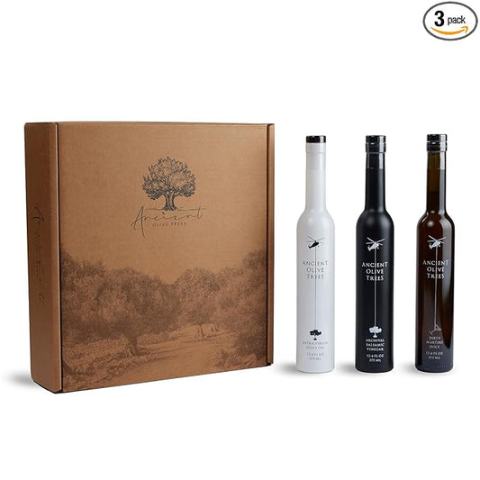 ANCIENT OLIVE TREES - Balsamic Vinegar with Extra Virgin California Olive Oil and Dirty Martini Juice | Each 12.6 FL. OZ.