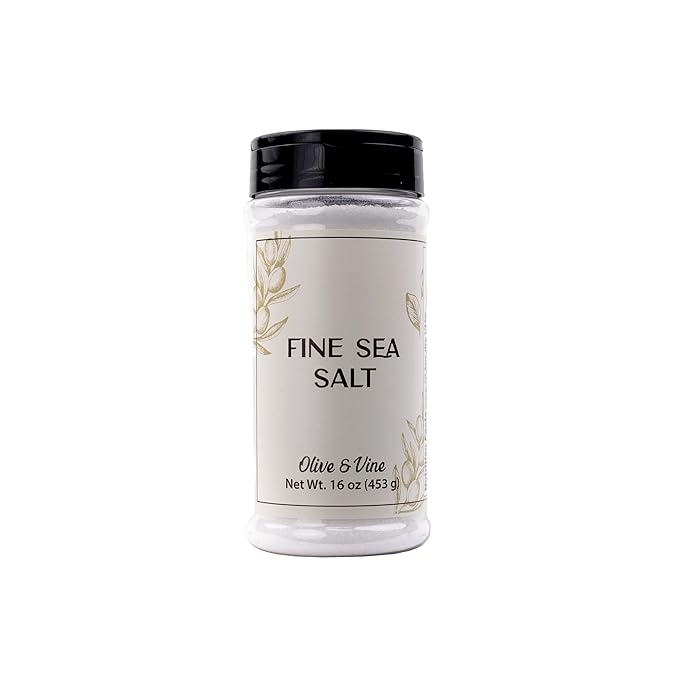 Olive & Vine Fine Sea Salt, Subtle Salinity, Seasoning for Grilled Vegetables, Roasted Meats, Fresh Salads, with a Rich Tradition, Authentic Taste, For Global Recipes (16 Ounce)