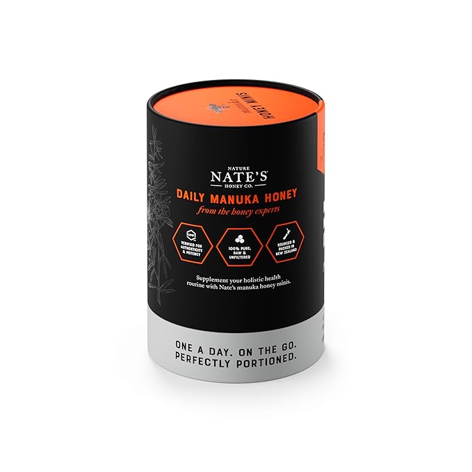 Nate's Manuka Honey Minis - 30 count Single-serve, Pure Manuka Honey - MGO 263+ | UMF Certified 10+ - 30 Single-Serve Packets for On-the-Go Daily Wellness