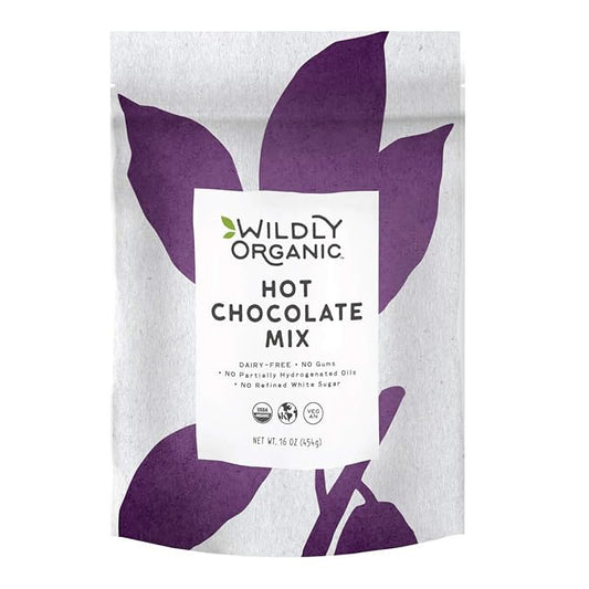 Wildly Organic Hot Chocolate Mix - 16 Oz, 1 lb Bag - Organic, Vegan, Raw Cacao, Fair Trade, Dairy-Free, Gluten-Free - 3 Ingredients: Cacao, Coconut Sugar, Coconut Milk Powder