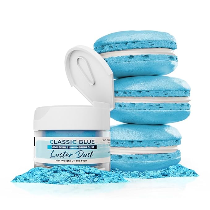 Luster Dust - Classic Blue (4g 1x Jar) | Edible Vegan Dust & Paint for Cake Decorating, Ice Cream, Desserts, Cocktails and Beverages by Bakell