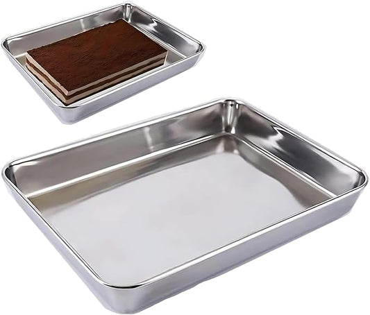 Old Tjikko Quarter Sheet Pan 16.2'' x 12.6'', 304 Stainless Steel Cookie Sheet Tray, Nonstick Baking Pan for Oven, Toaster, Cookie and Roasting, Dishwasher Safe & Rust Resistant