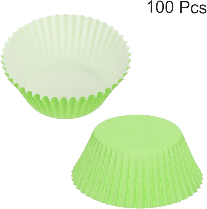 uxcell 100 Pcs Cupcake Liners, Muffins Paper Baking Cups Wrappers Standard Greaseproof for Baking Cupcake Wrapper, Light Green