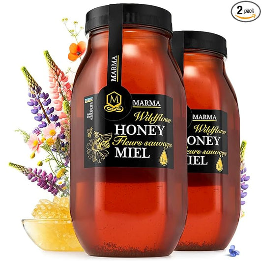 HONIGMA® Marma Wildflower Honey | Authentic Raw Honey from Ukraine | 100% Pure & Unpasteurized | 1000g/35.2oz | May Arrive Crystallized or Partially Crystallized | Pack of 2