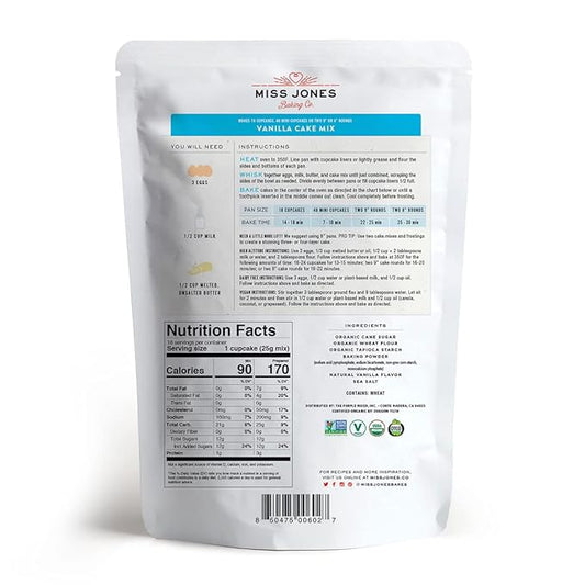 Miss Jones Baking Organic Yellow Cake and Cupcake Mix, Non-GMO, Vegan-Friendly, Moist and Fluffy: Vanilla (Pack of 6)