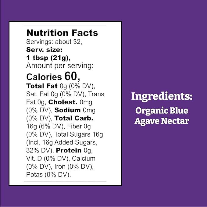 Wholesome Sweeteners 11.75-Ounce Organic Blue Agave Nectar, Fair Trade, 100% Pure, Non GMO, Gluten Free & Vegan, 6 Pack
