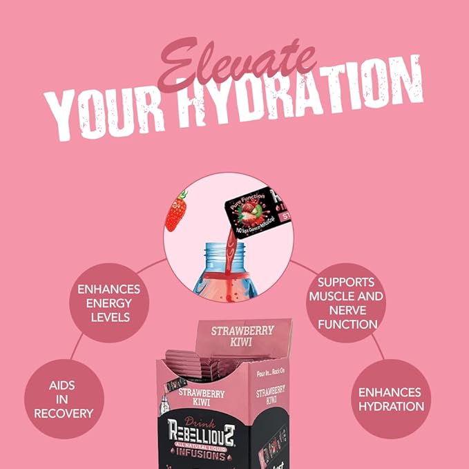 Rebellious Strawberry Kiwi Organic Drink Mix ??Organic 0 Calorie Energy Drink Mix | Monk Fruit & Green Tea Extract | L-Theanine + Natural Caffeine | 100% Plant-Based | 10 Packs | Keto, Gluten-Free