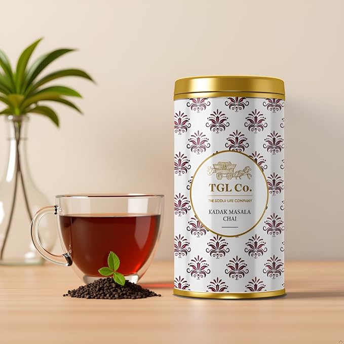 TGL Co. Chai ??Spiced Black Tea Bags | Bold Indian Chai with Real Spices | Strong & Aromatic | Gift-Ready Box (Kadak Masal Tin)