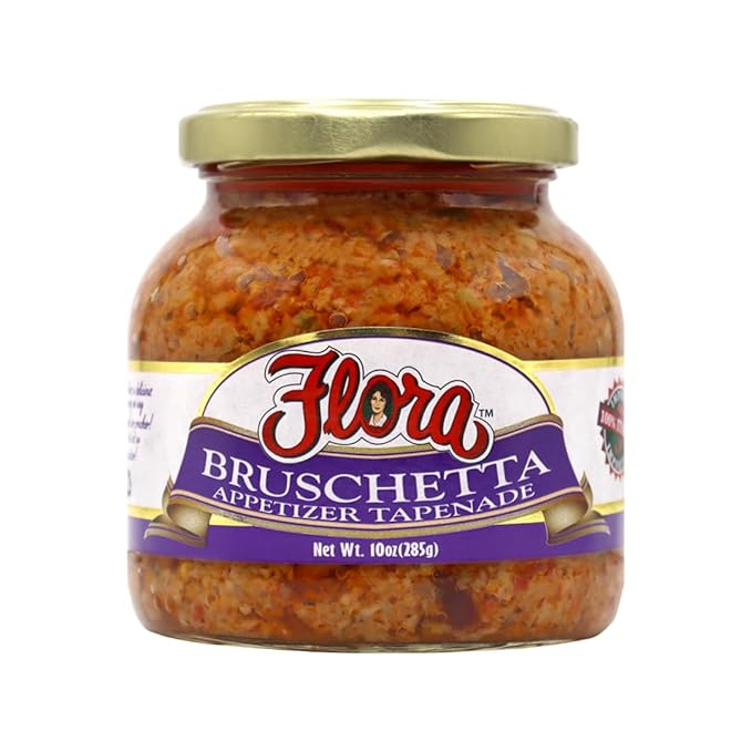 Flora Tapenade Bruschetta ??Mediterranean Spread ??10 oz Jar - 100% Italian Imported - No artificial flavors - Cholesterol Free (10oz) (Appetizer)