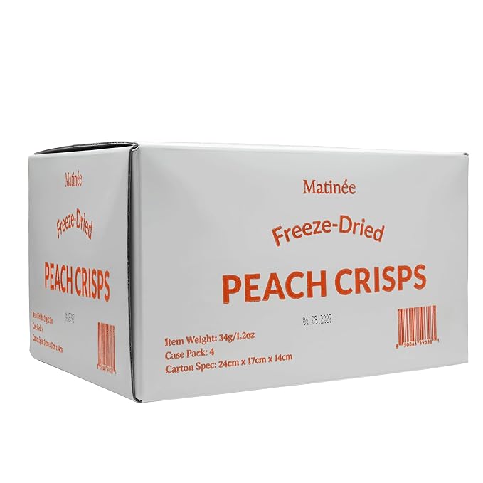 MATINÉE Freeze Dried Peaches, Dehydrated Fruit, Dried Fruit Snack for Baking, Yogurt & Kids Treats-Vegan, Non-GMO, Preservative Free, 1.2oz, 34g (Pack of 4 Bag)