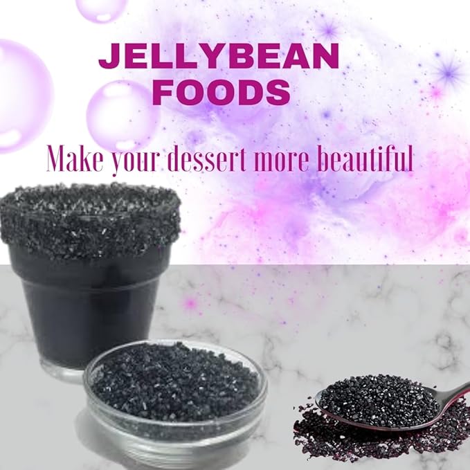 Jellybeans Food Sanding Sugar - Sparkly Sugar Crystals - Sanding Sugar For Cake & Cookies - Special Sanding Sugar - Grains Decorative Sanding Sugar (Black, 1 LB)