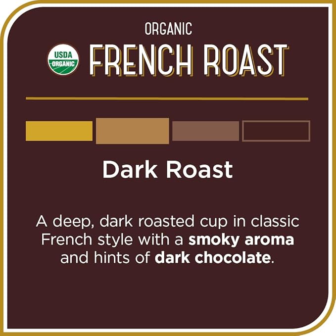 Don Francisco's Organic French Roast Whole Bean Coffee, Dark Roast ??100% Arabica,18 oz Bag, Premium Coffee for Drip, Pour Over & French Press