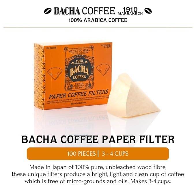 Bacha Coffee | Night in Venice Fine Flavoured Coffee, Autograph Collection, 100% Arabica Specialty Coffee, Ground Beans, Medium Roast, 350g & 100% Natural Unbleached Wood Fibre Paper Filters, Large