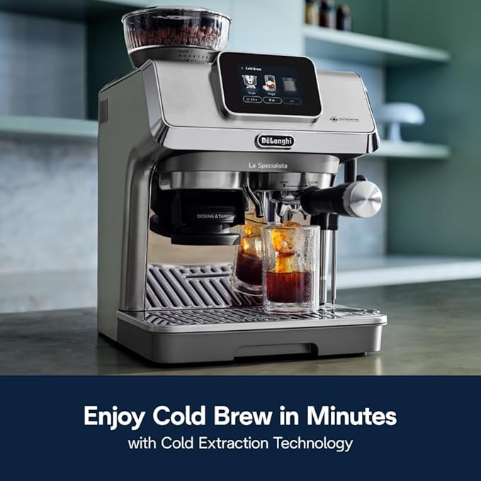 De'Longhi La Specialista Touch Espresso Machine with Grinder & Milk Frother ??Cold Brew & Iced Coffee Maker, Burr Grinder, 10 Drink Presets, Compact Bean to Cup, Award-Winning Italian Design