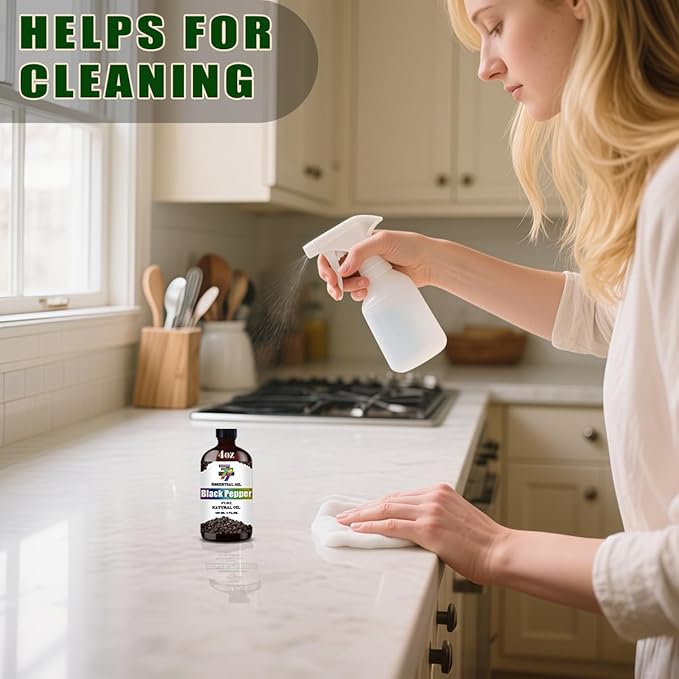 Black Pepper Essential Oil (4 oz/120 ml) ??Black Pepper Oils for Aromatherapy, diffusers, humidifiers, Home fragrances, DIY Skincare, soap Making, DIY Candle, Relaxation, Yoga, and Meditation