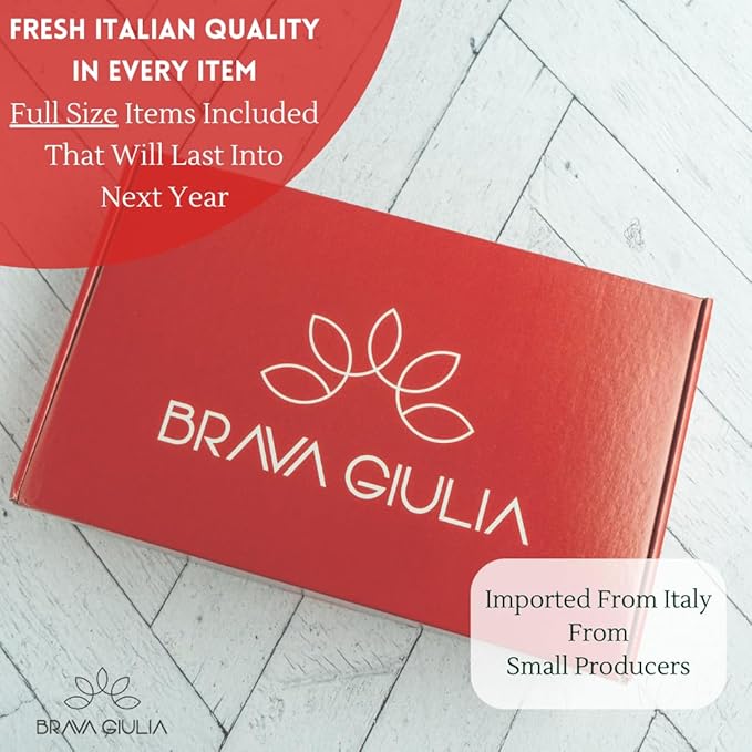 Brava Giulia Gift Box – Sicilian Extra Virgin Olive Oil and Via Farini Aged Balsamic Vinegar of Modena – Imported from Italy – 2 Bottle Set (8.45 fl oz Each)