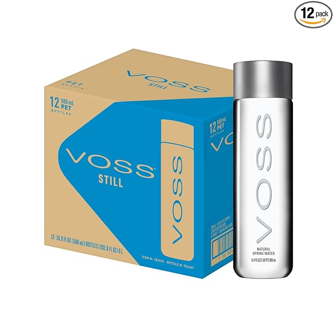 VOSS Premium Still Bottled Natural Water - BPA-Free - High Grade PET - Recyclable Plastic Water Bottles - Pure Drinking Water with Unique & Iconic Bottle Design - 12 Pack