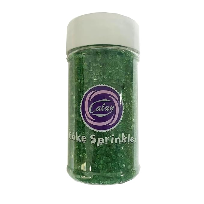 Sentovac Green Sanding Sugar for Baking Edible Sparkling Sugar Sprinkles Coarse Sugar Crystals for Baking Topping Cake Cookie Cupcake Topper Ice Cream Decoration Supplies 3.2 OZ