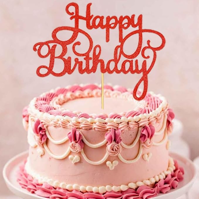 1 PCS Red Birthday Cake Topper Happy Birthday Cake Toppers Happy Birth Cake Decorations Girls Women's Celebrating Anniversary Birthday Party Decorations