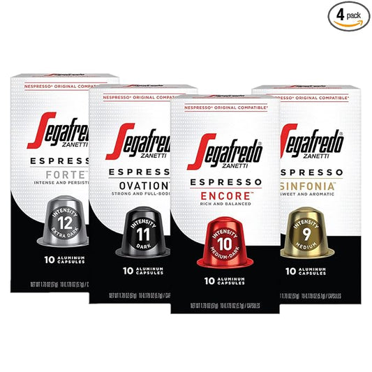 Segafredo Zanetti Espresso Capsules, Variety Pack, Compatible with Nespresso Original Machines, 40 Count Aluminum Pods (Pack of 1)