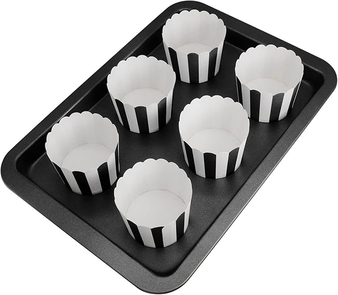 100 Pack Muffin Liners Baking Paper Cups Black and White Stripes Cupcake Liners Elegent Muffins Baking Cups Cupcake Wrappers for Birthday Parties, Weddings, Bottom Dia 2.36 Inch