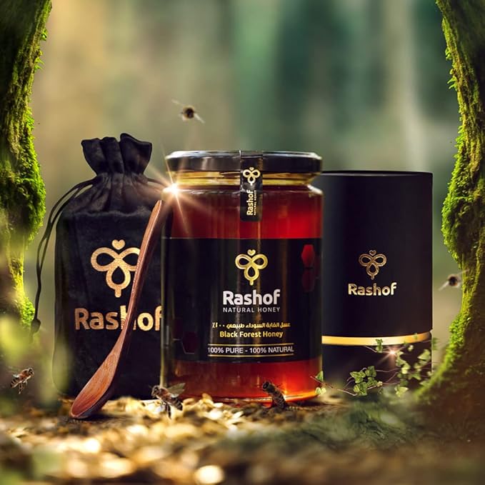 WALLECOM Rashof Pure Honey Black Forest, All Natural & Organic Honey - Non GMO, Grade A, Certified and Unpasteurized Honey with Super Natural Stunning Taste - 500g