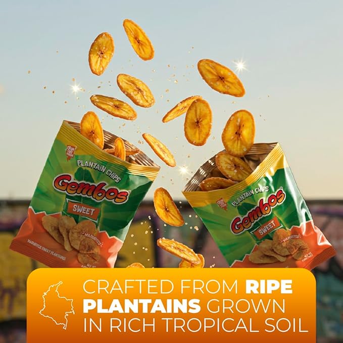 Gembos Sweet Maduritos Plantain Chips - Deliciously Sweet Plantains Snack, Perfect for Vegan Snack Lovers, Ideal for Groceries and Healthy Snack Foods, Tasty Platanitos Chips, 5.29 Oz, 6-Pack