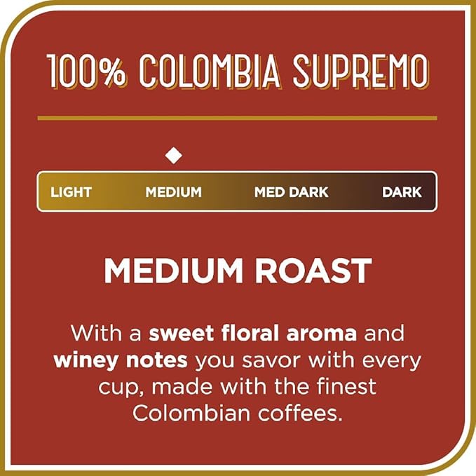 Don Francisco's Colombia Supremo Whole Bean Coffee, Medium Roast ??100% Arabica,12 oz Bag, Premium Coffee for Drip, Pour Over & French Press
