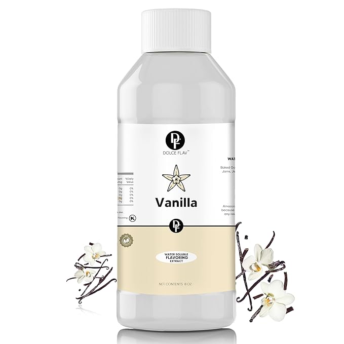 Dolce Flav Vanilla Extract 8 oz ??Kosher, Sugar-Free, Concentrated Vanilla Flavoring for Baking, Cookies & Desserts, Includes Measured Dropper