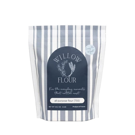 Willow Flour - Authentic French T55 Wheat Flour for Baking, Fine milled, 2.2 (1kg) Bag