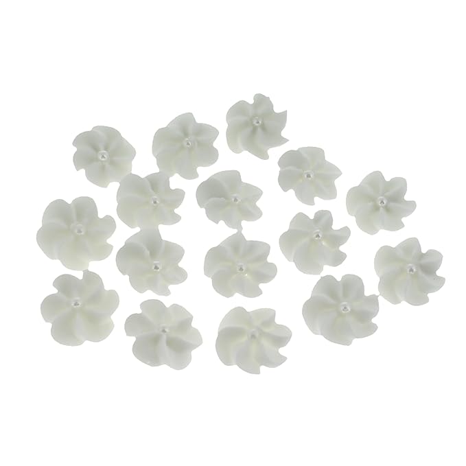 36 Royal Icing Flowers with Pearl Centers, White Edible Flowers Cake Decorations, Kosher, Halal, No Nut or Gluten, Handcrafted Edible Cake Decorations
