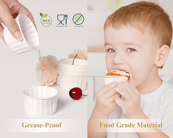 Brown Cupcake Liners Standard Size, 30pcs Christmas Muffin Baking Cups,Cupcake Holders Paper, Heavy Duty Greaseproof Wrappers for Wedding,Baby Showers,Gift,With 3 Decorations, White (CK001AW-US30)