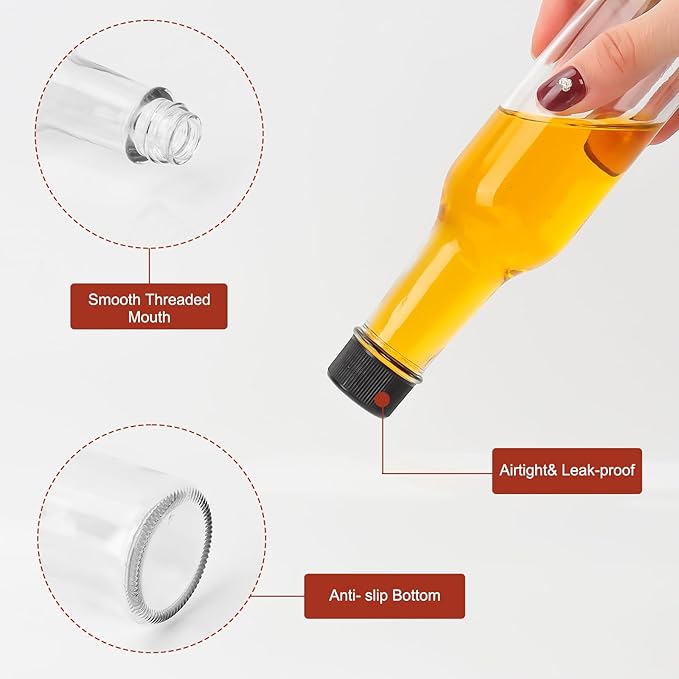 DHSBTLS 12 PCS 5 oz Vanilla Extract Bottles 150 ml Hot Sauce Glass Bottle with Leak Proof Screw Cap,Funnel, Clear Oil Bottle for Kitchen, Home Brewing Wine, Juicing Bottles for Bordeaux Wine, Beverage