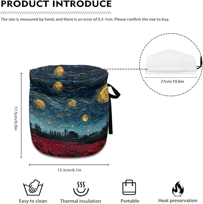 Art 3D Print Tea Cozy for Teapot Insulated Tea Cosy Breakfast Pot Dust Cover Kettle Tea Cozies with Drawstring for Home Kitchen Garden D챕cor