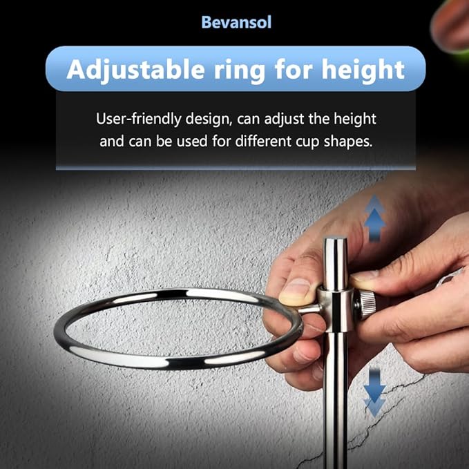 Stainless Steel Pour Over Coffee Maker, Adjustable Stand, Double-layer Filter