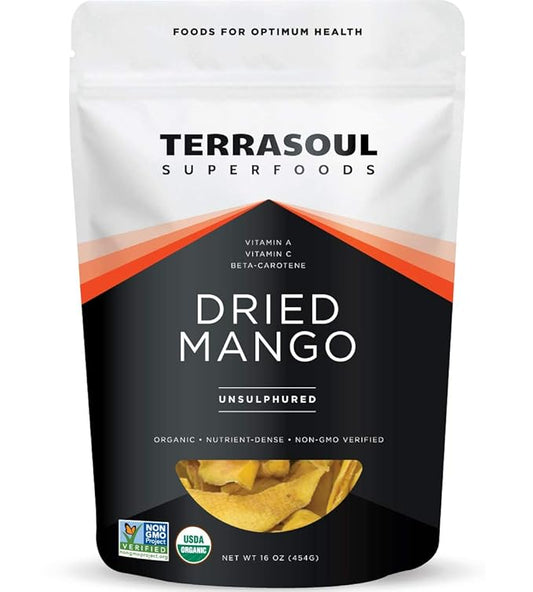 Terrasoul Superfoods Organic Dried Mango Slices, 16 Oz - Naturally Sweet & Tart | No-Added Sugar | Healthy Prebiotic
