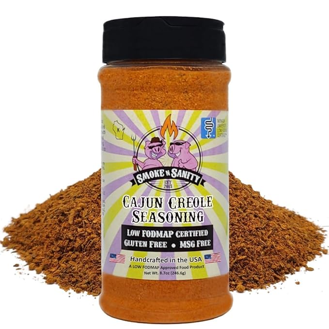 Smoke n Sanity Cajun Creole - Certified Low FODMAP Seasonings - Gluten Free - Certified Kosher - Dairy Free for Low FODMAP Snacks (8.7 oz)