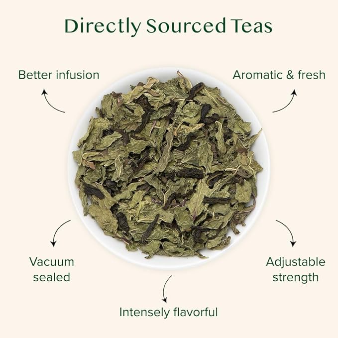 VAHDAM, Mint Green Tea Loose Leaf (50+ Cups, 3.5 oz) Cool Peppermint Tea With Himalayan Green Tea Leaves | Low Caffeine | High Elevation Grown | Vacuum Sealed for Freshness