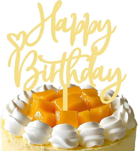 ZHENGYE Gold Acrylic Happy Birthday Cake Topper Cupcake Topper Decorations for Baby Shower Children or Adults Birthday Cake Decoration Supplies(Gold 15)