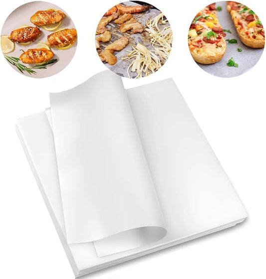 100pcs Parchment Paper Sheets Pre-Cut Baking Parchment,Non-Stick Kitchens Cookie Baking Paper,for Oven Grilling Air Fryer Steaming Bread Cake Cookie Meat Pizza (8x8 Inch, White)