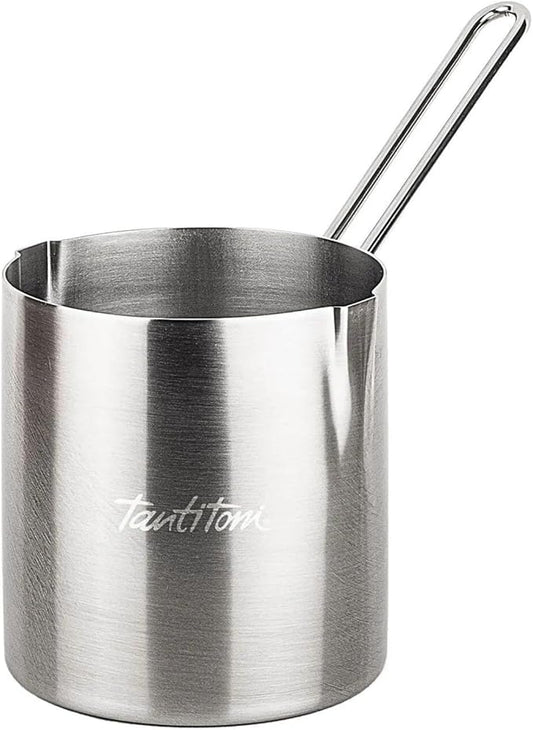 Turkish Coffee Pot Stainless Steel Cezve ??Small Milk Warmer Briki for Stove ??Coffee Boiler & Arabic Greek Coffee Maker ??Heat Resistant Handle (33.81 oz.)