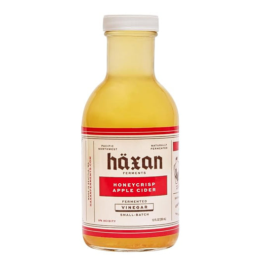 Haxan Ferments Honeycrisp Apple Cider Vinegar - 5% Acidity, Unpasteurized, Slow Fermented | Made from Fresh Pressed Honeycrisp Cider | Great for Morning Tonic, Sweet-Sour Caramel, or Kale Salad