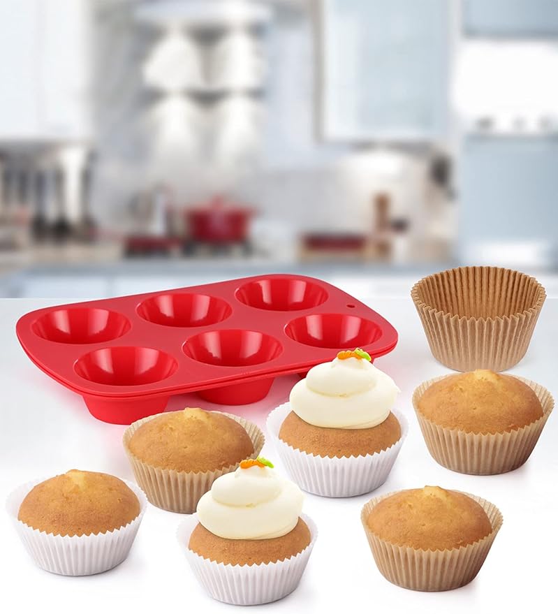 Jumbo White Cupcake Liners Greaseproof Paper 200-Count - Gifbera Odorless Muffin Baking Cups Cupcake Wrappers for Wedding Birthday Celebration Occasion