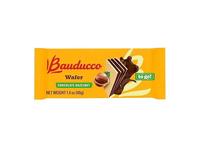 Bauducco Wafer Cookies, Chocolate Hazelnut, Single Serve, 14.1 oz (Pack of 10) - Individually Wrapped Crispy Wafers - Triple-Layer Cream-Filled Dessert - Convenient Indulgence To-Go.