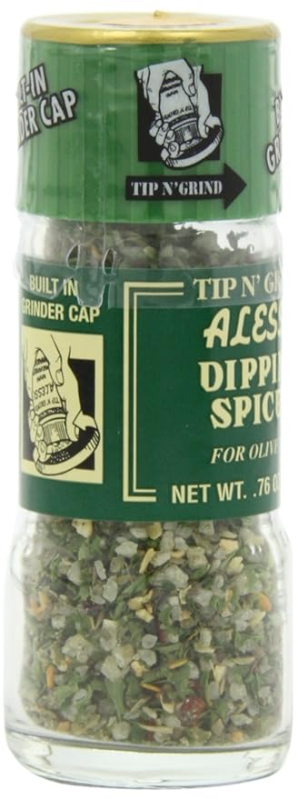 Alessi Herb & Seasoning Grinder, Dipping Spices for Olive Oil, Tip n' Grind (Garlic, 0.76 Ounce (Pack of 4))