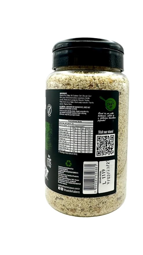 Soul Chef Seasoned Cassava Flour - Chimichurri - Farofa - Imported from Brazil - Delicious Flavor - Crispy Texture - Ideal On Steaks, Feijoada and Others.
