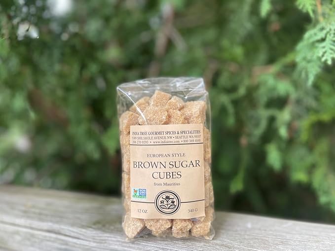 India Tree Demerara Brown Sugar Cubes from Mauritius| Fair Trade Vegan NonGMO Gluten Free All-Natural Gourmet Sweetener for Coffee, Tea, and Baking | 12 Oz Bag (Pack of 3)