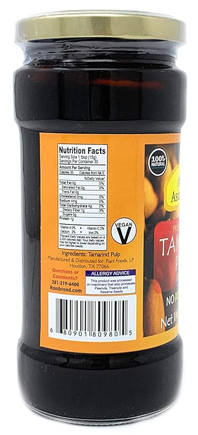 Asian Kitchen Tamarind Paste Puree (Imli) 16oz (454g) 1lb Glass Jar, Gluten Free, No added sugar ~ All Natural | Vegan | NON-GMO | No Colors | Indian Origin